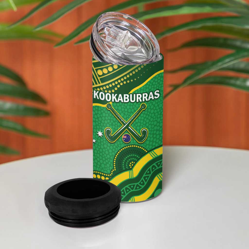 Personalised Australia Kookaburras 4 in 1 Can Cooler Tumbler Indigenous Art