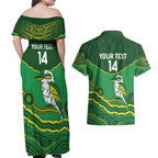 Custom Australia Kookaburras Couples Matching Off Shoulder Maxi Dress and Hawaiian Shirt Indigenous Art