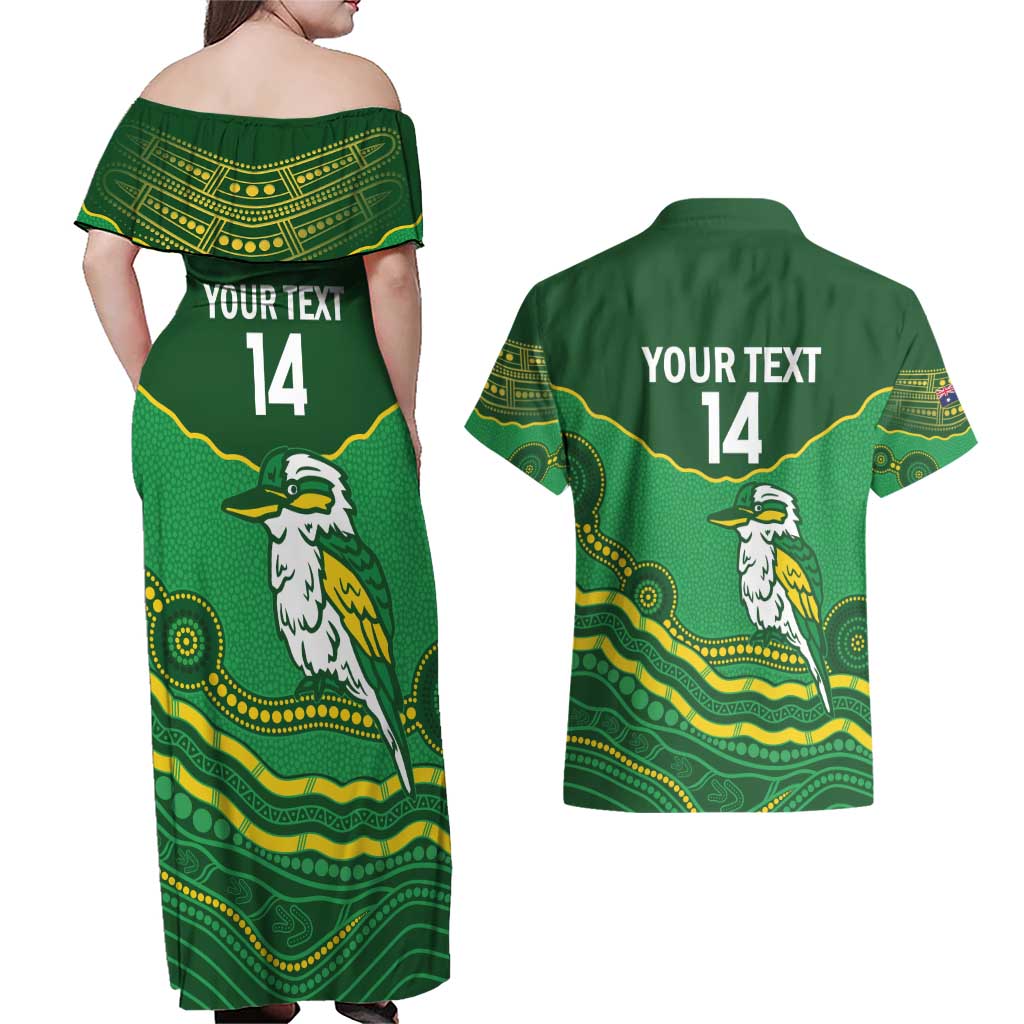 Custom Australia Kookaburras Couples Matching Off Shoulder Maxi Dress and Hawaiian Shirt Indigenous Art