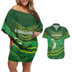 Custom Australia Kookaburras Couples Matching Off Shoulder Short Dress and Hawaiian Shirt Indigenous Art