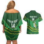 Custom Australia Kookaburras Couples Matching Off Shoulder Short Dress and Hawaiian Shirt Indigenous Art