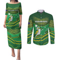 Custom Australia Kookaburras Couples Matching Puletasi and Long Sleeve Button Shirt Indigenous Art