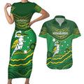 Custom Australia Kookaburras Couples Matching Short Sleeve Bodycon Dress and Hawaiian Shirt Indigenous Art