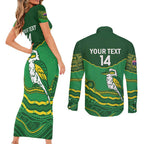 Custom Australia Kookaburras Couples Matching Short Sleeve Bodycon Dress and Long Sleeve Button Shirt Indigenous Art