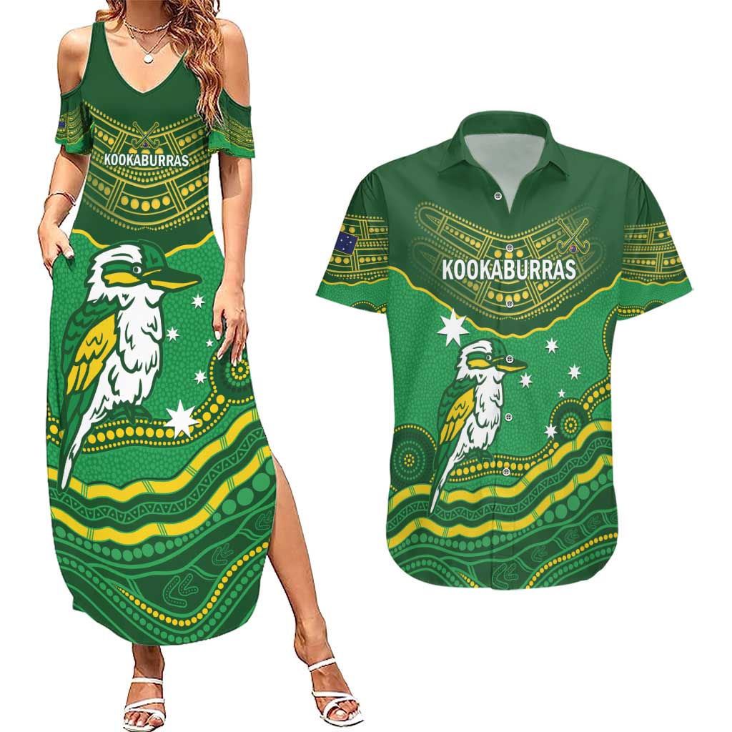 Custom Australia Kookaburras Couples Matching Summer Maxi Dress and Hawaiian Shirt Indigenous Art