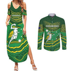 Custom Australia Kookaburras Couples Matching Summer Maxi Dress and Long Sleeve Button Shirt Indigenous Art