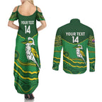 Custom Australia Kookaburras Couples Matching Summer Maxi Dress and Long Sleeve Button Shirt Indigenous Art