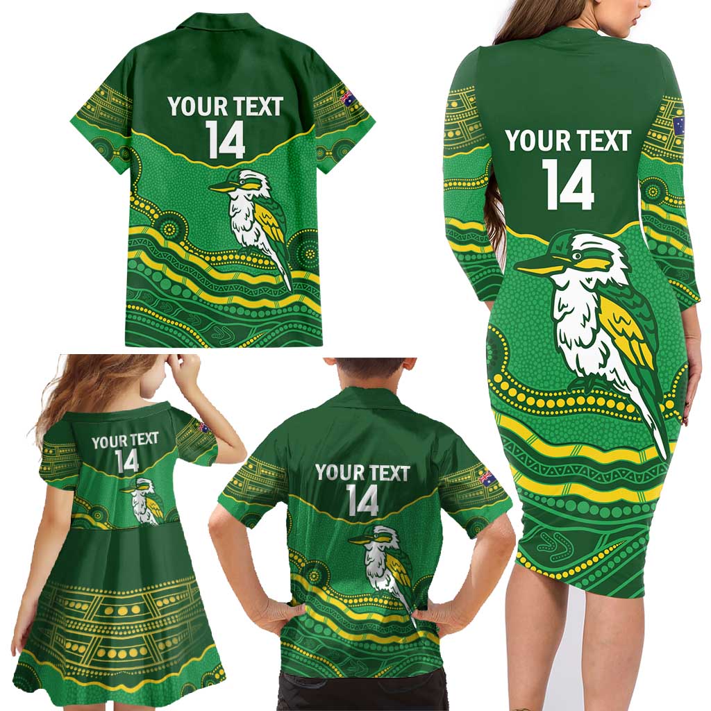 Custom Australia Kookaburras Family Matching Long Sleeve Bodycon Dress and Hawaiian Shirt Indigenous Art