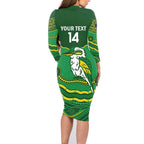 Custom Australia Kookaburras Family Matching Long Sleeve Bodycon Dress and Hawaiian Shirt Indigenous Art