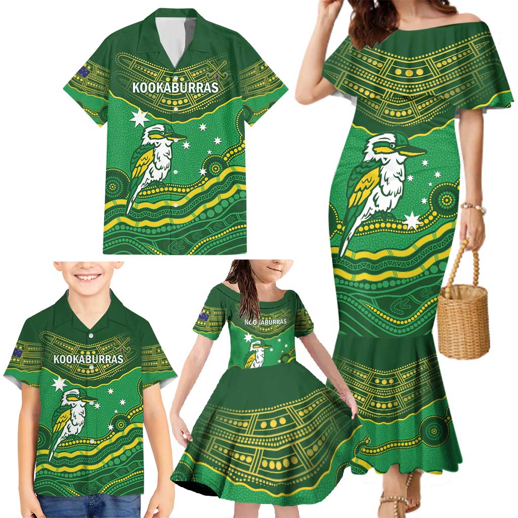 Custom Australia Kookaburras Family Matching Mermaid Dress and Hawaiian Shirt Indigenous Art