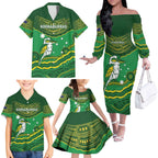 Custom Australia Kookaburras Family Matching Off The Shoulder Long Sleeve Dress and Hawaiian Shirt Indigenous Art