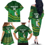 Custom Australia Kookaburras Family Matching Off The Shoulder Long Sleeve Dress and Hawaiian Shirt Indigenous Art