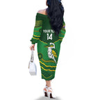 Custom Australia Kookaburras Family Matching Off The Shoulder Long Sleeve Dress and Hawaiian Shirt Indigenous Art