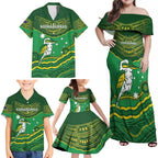 Custom Australia Kookaburras Family Matching Off Shoulder Maxi Dress and Hawaiian Shirt Indigenous Art