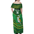 Custom Australia Kookaburras Family Matching Off Shoulder Maxi Dress and Hawaiian Shirt Indigenous Art