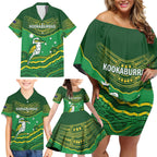 Custom Australia Kookaburras Family Matching Off Shoulder Short Dress and Hawaiian Shirt Indigenous Art