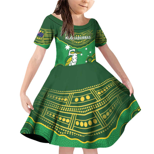 Custom Australia Kookaburras Family Matching Off Shoulder Short Dress and Hawaiian Shirt Indigenous Art