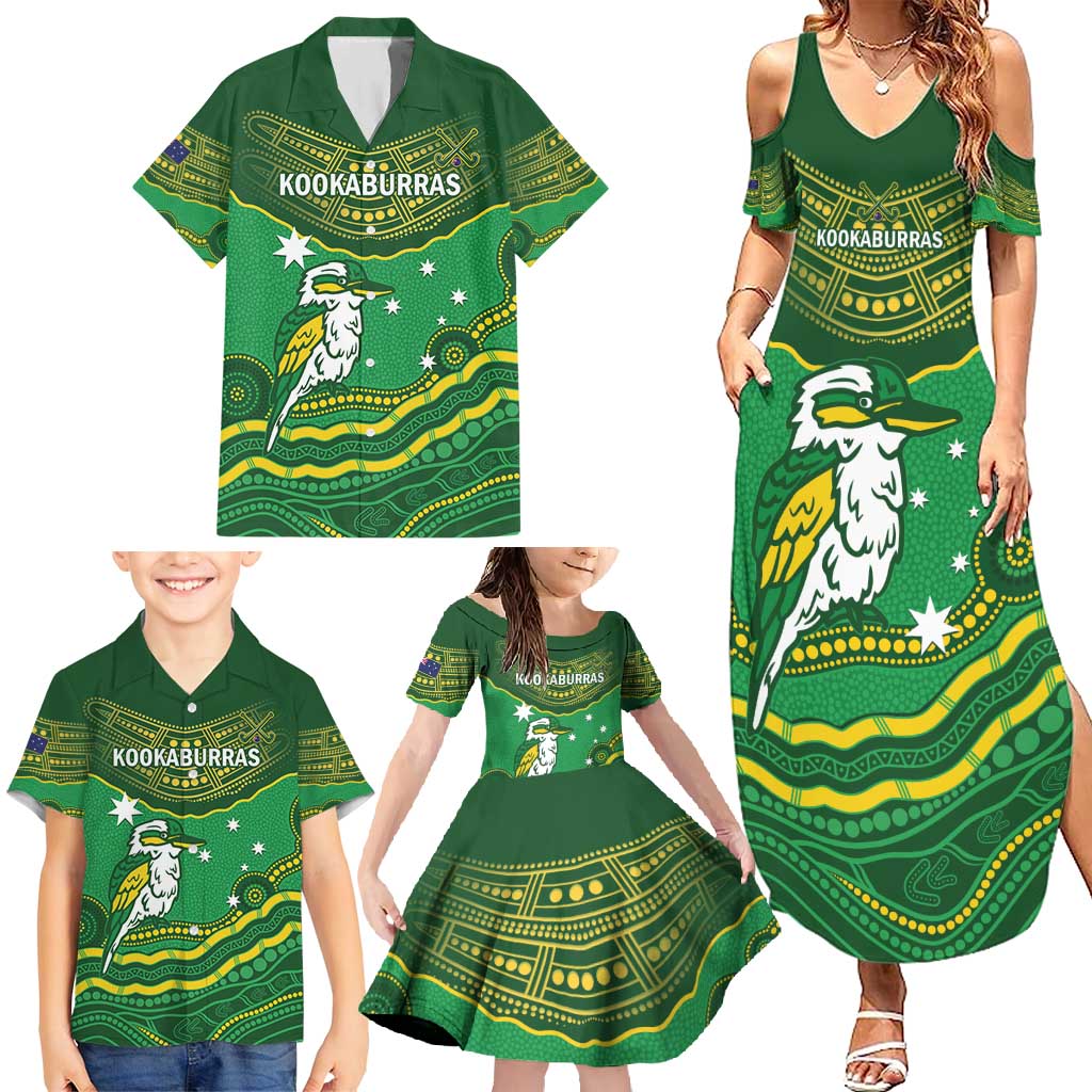 Custom Australia Kookaburras Family Matching Summer Maxi Dress and Hawaiian Shirt Indigenous Art