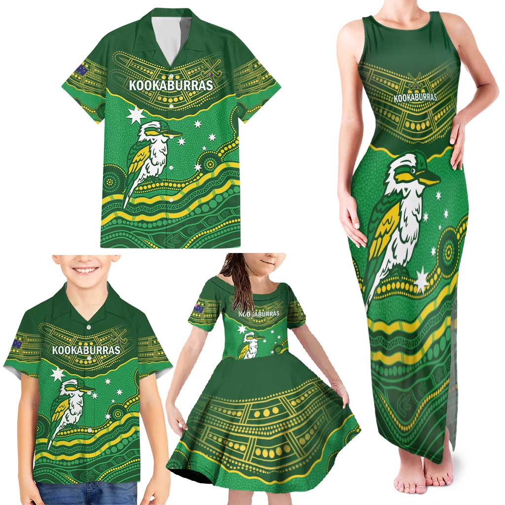 Custom Australia Kookaburras Family Matching Tank Maxi Dress and Hawaiian Shirt Indigenous Art
