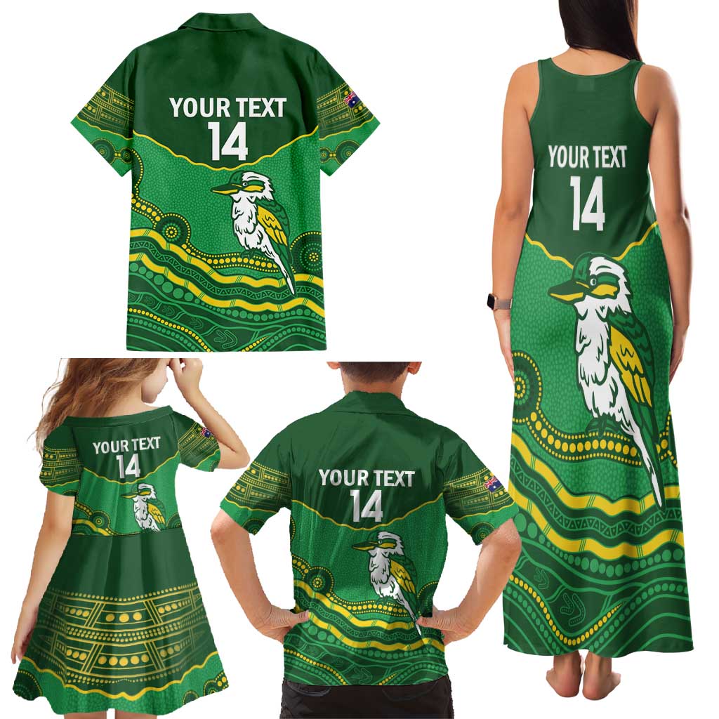 Custom Australia Kookaburras Family Matching Tank Maxi Dress and Hawaiian Shirt Indigenous Art
