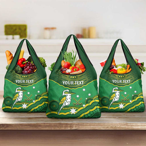 Custom Australia Kookaburras Grocery Bag Indigenous Art