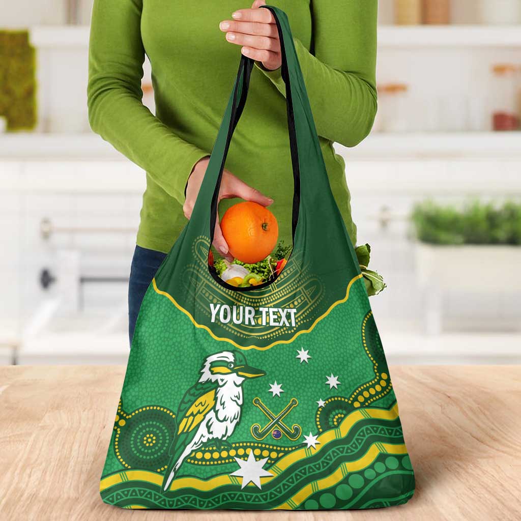Custom Australia Kookaburras Grocery Bag Indigenous Art