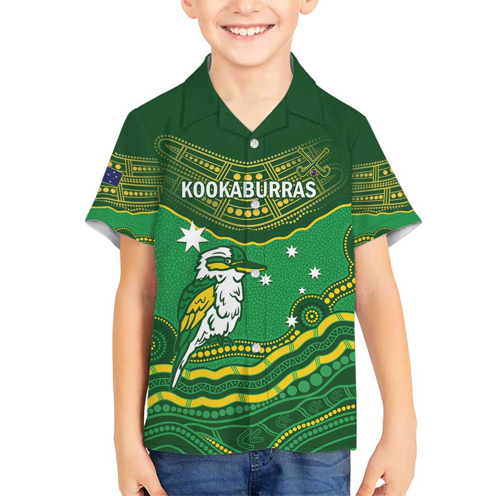 Custom Australia Kookaburras Kid Hawaiian Shirt Indigenous Art
