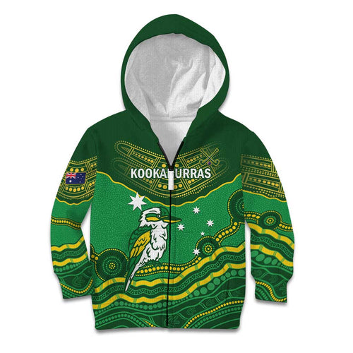 Custom Australia Kookaburras Kid Hoodie Indigenous Art