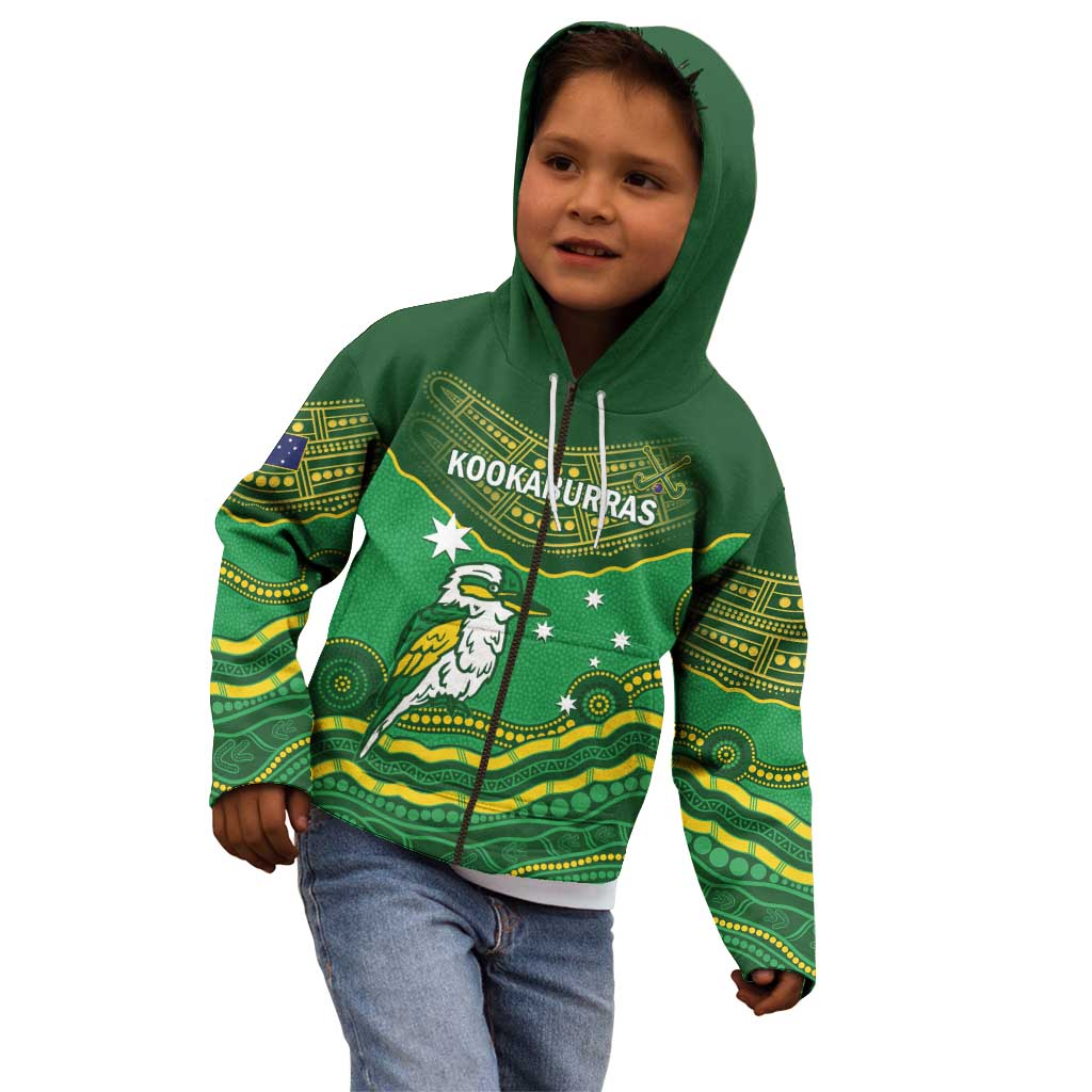Custom Australia Kookaburras Kid Hoodie Indigenous Art