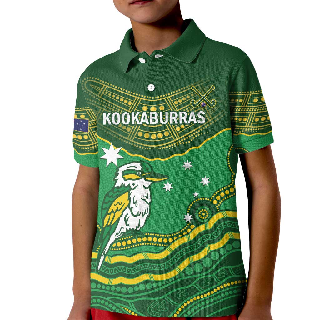 Custom Australia Kookaburras Kid Polo Shirt Indigenous Art