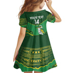 Custom Australia Kookaburras Kid Short Sleeve Dress Indigenous Art