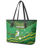 Custom Australia Kookaburras Leather Tote Bag Indigenous Art
