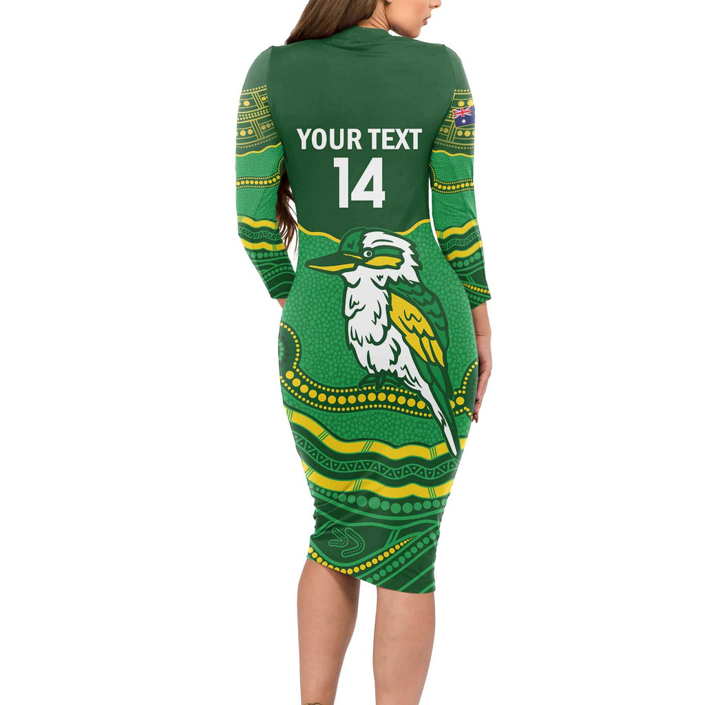 Custom Australia Kookaburras Long Sleeve Bodycon Dress Indigenous Art
