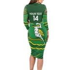 Custom Australia Kookaburras Long Sleeve Bodycon Dress Indigenous Art