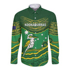 Custom Australia Kookaburras Long Sleeve Button Shirt Indigenous Art
