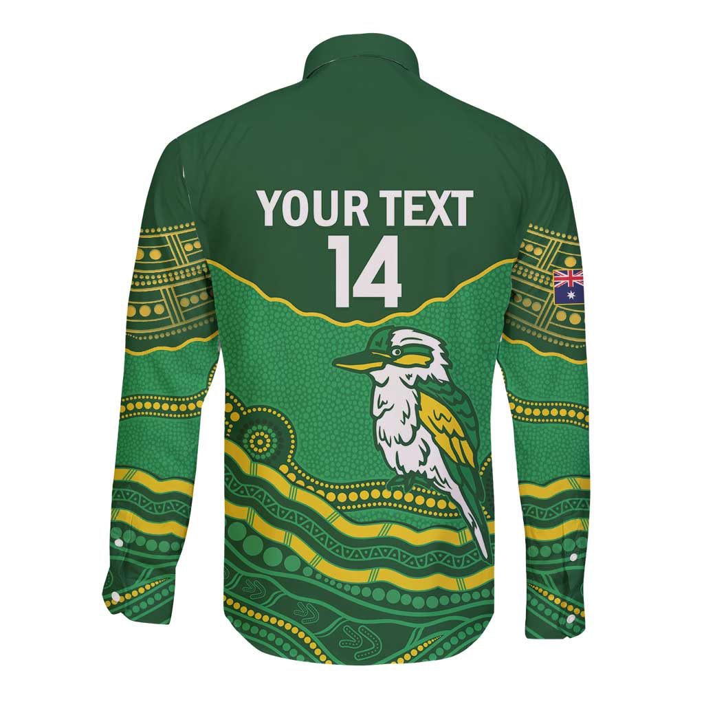 Custom Australia Kookaburras Long Sleeve Button Shirt Indigenous Art