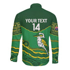 Custom Australia Kookaburras Long Sleeve Button Shirt Indigenous Art