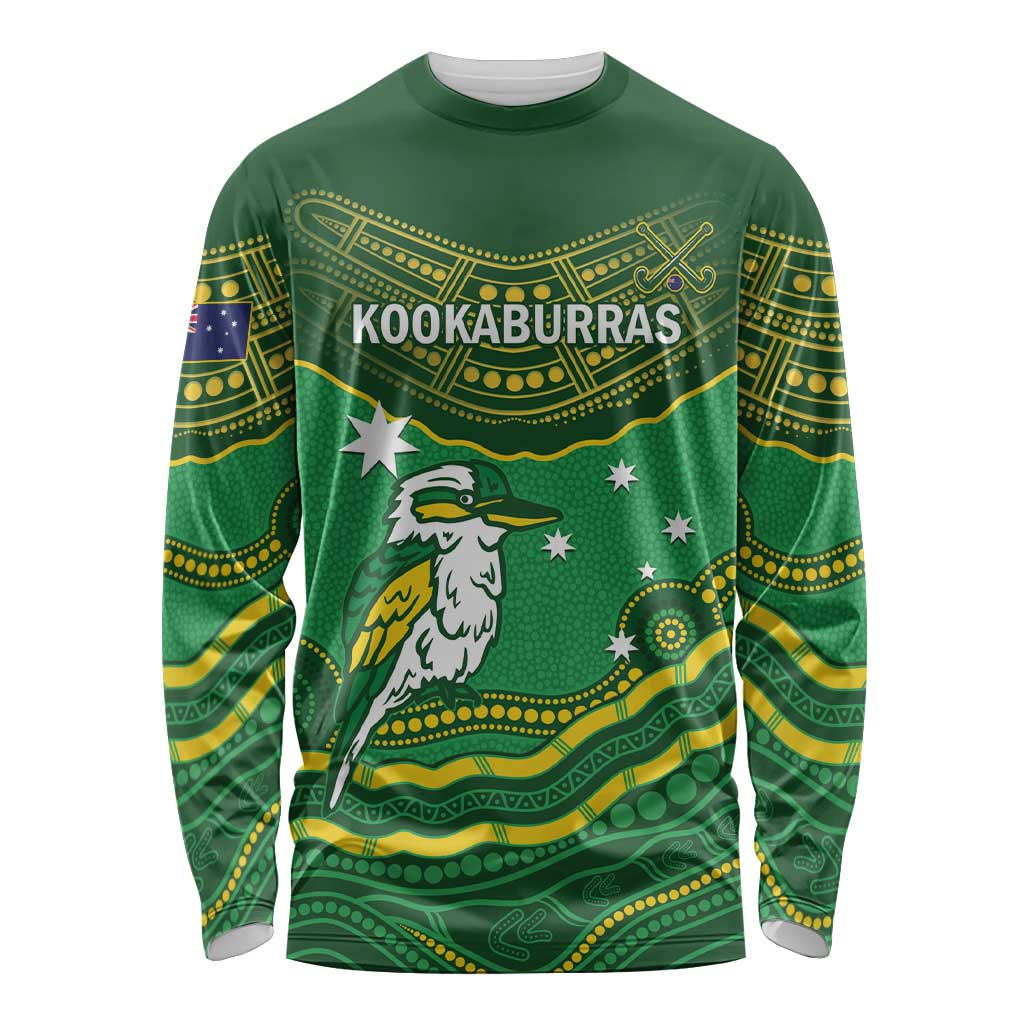 Custom Australia Kookaburras Long Sleeve Shirt Indigenous Art