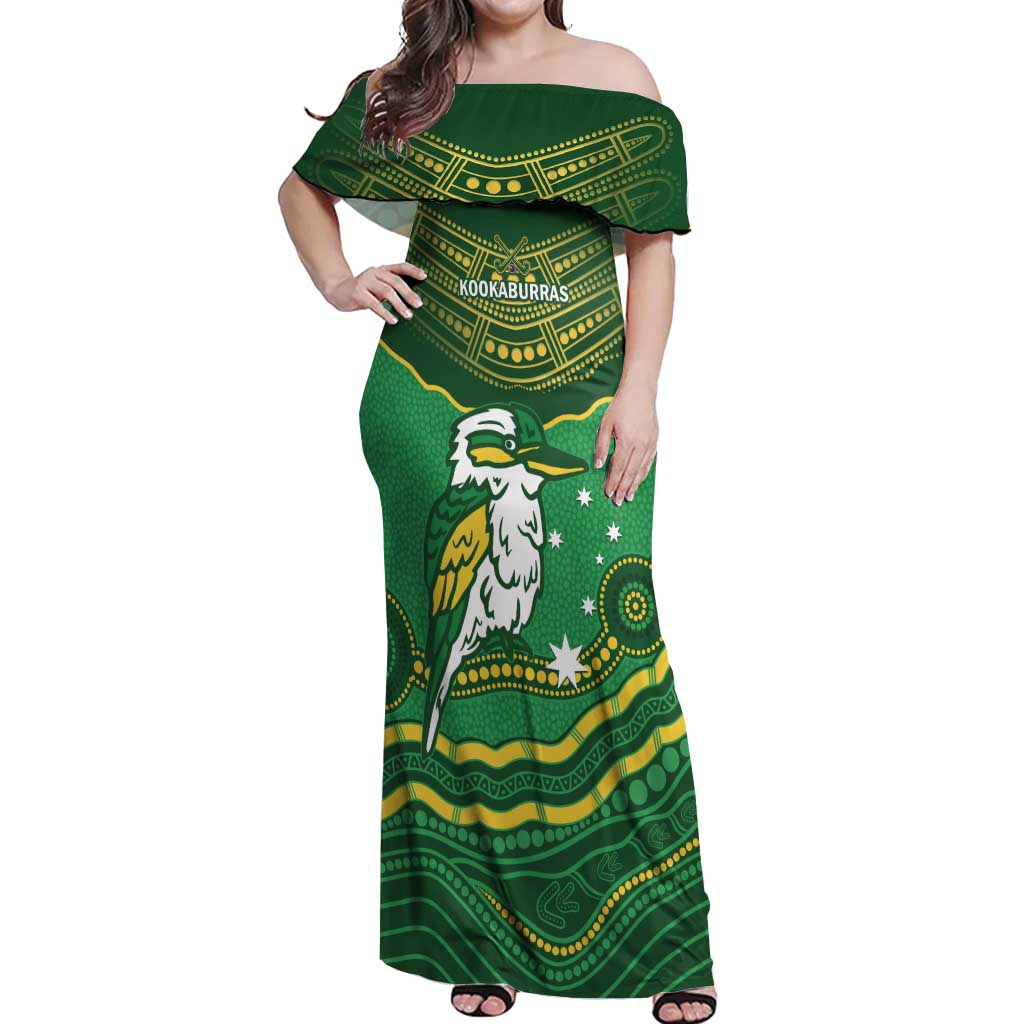 Custom Australia Kookaburras Off Shoulder Maxi Dress Indigenous Art