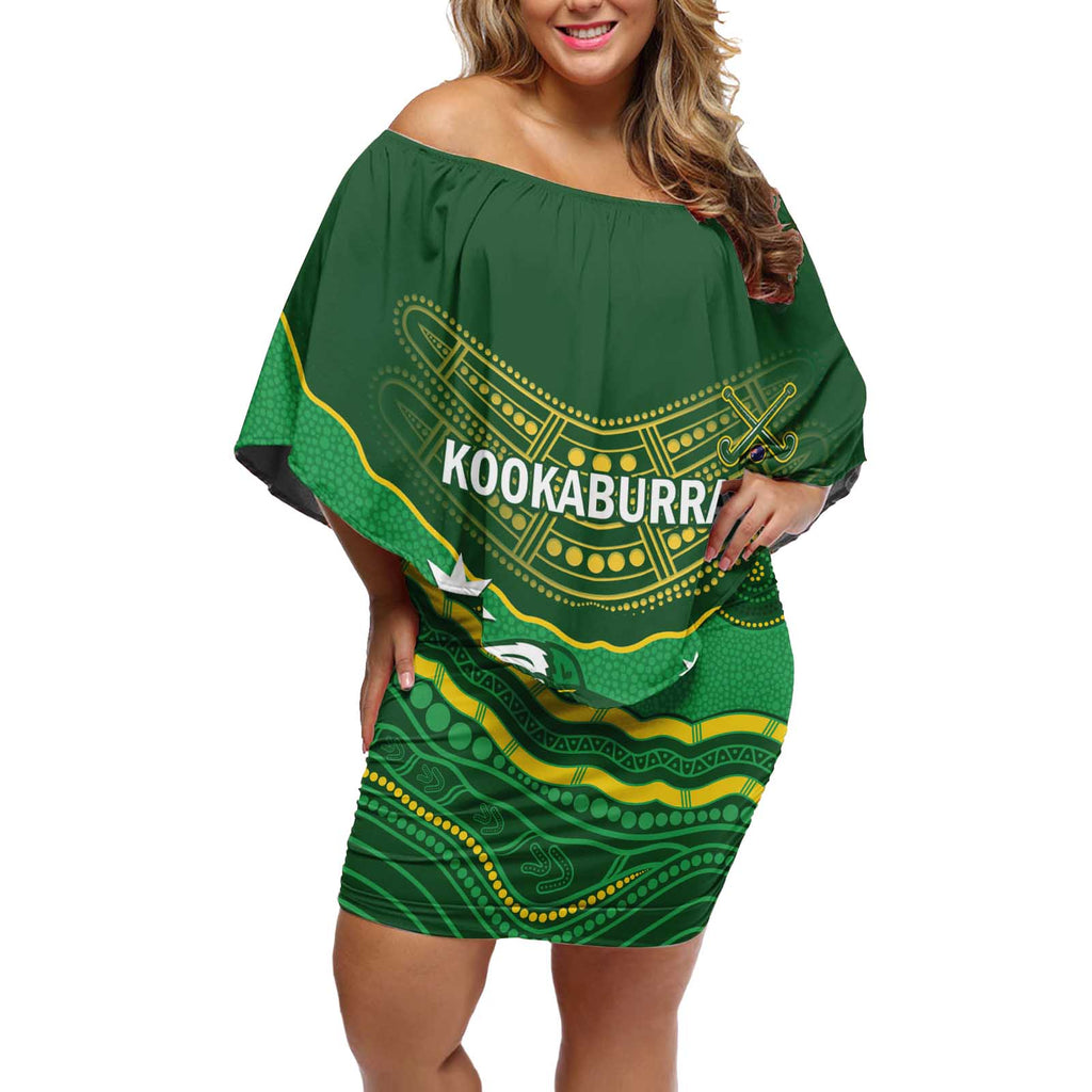 Custom Australia Kookaburras Off Shoulder Short Dress Indigenous Art