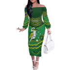 Custom Australia Kookaburras Off The Shoulder Long Sleeve Dress Indigenous Art