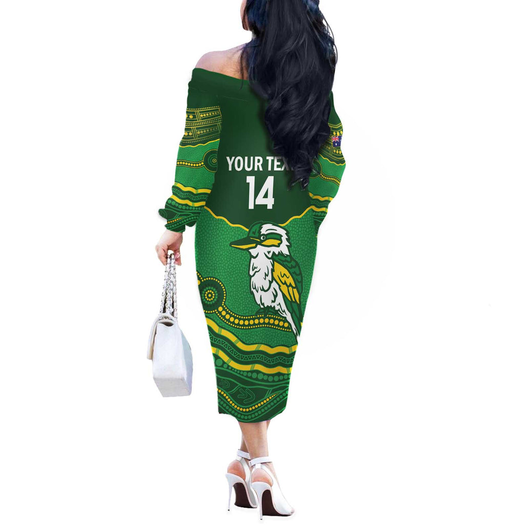 Custom Australia Kookaburras Off The Shoulder Long Sleeve Dress Indigenous Art
