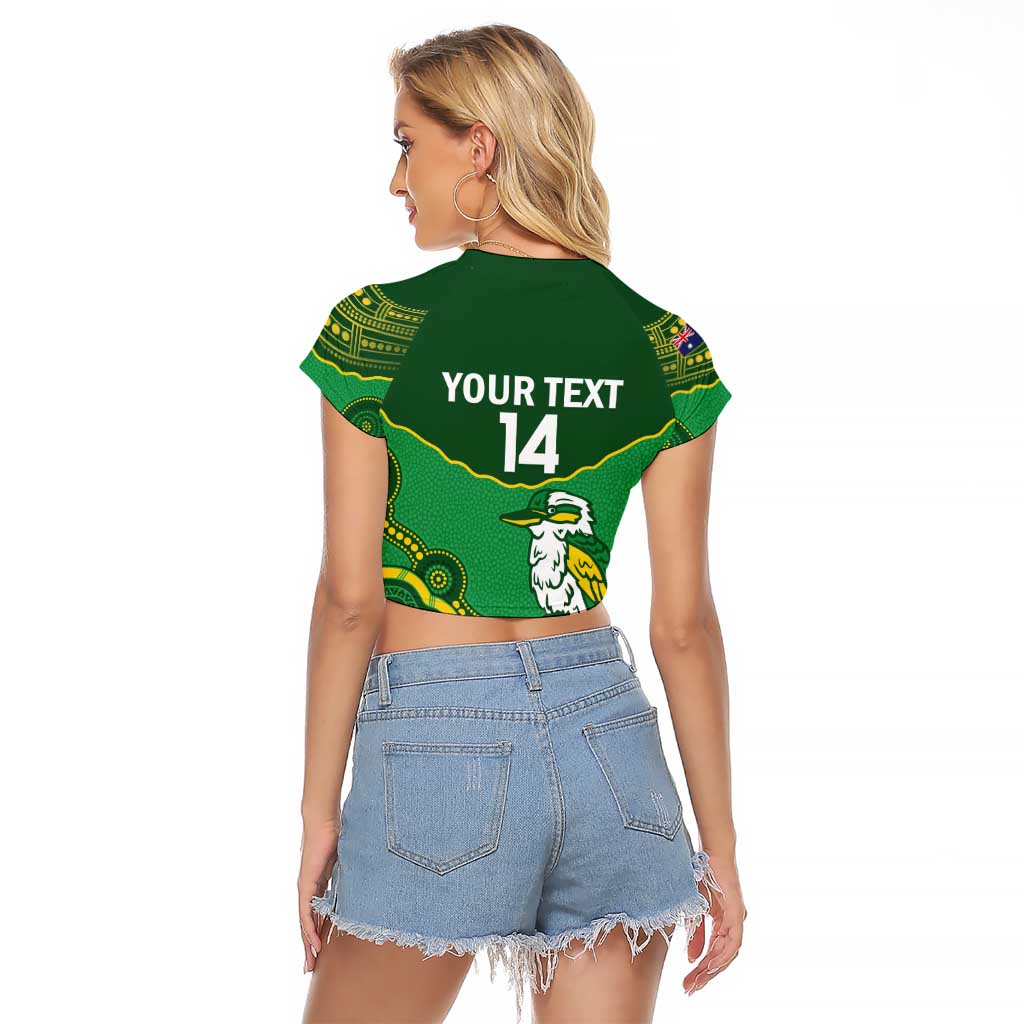 Custom Australia Kookaburras Raglan Cropped T Shirt Indigenous Art