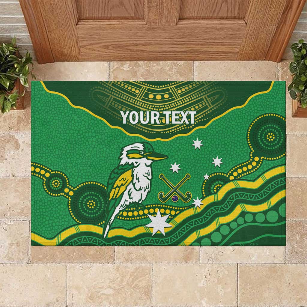 Custom Australia Kookaburras Rubber Doormat Indigenous Art