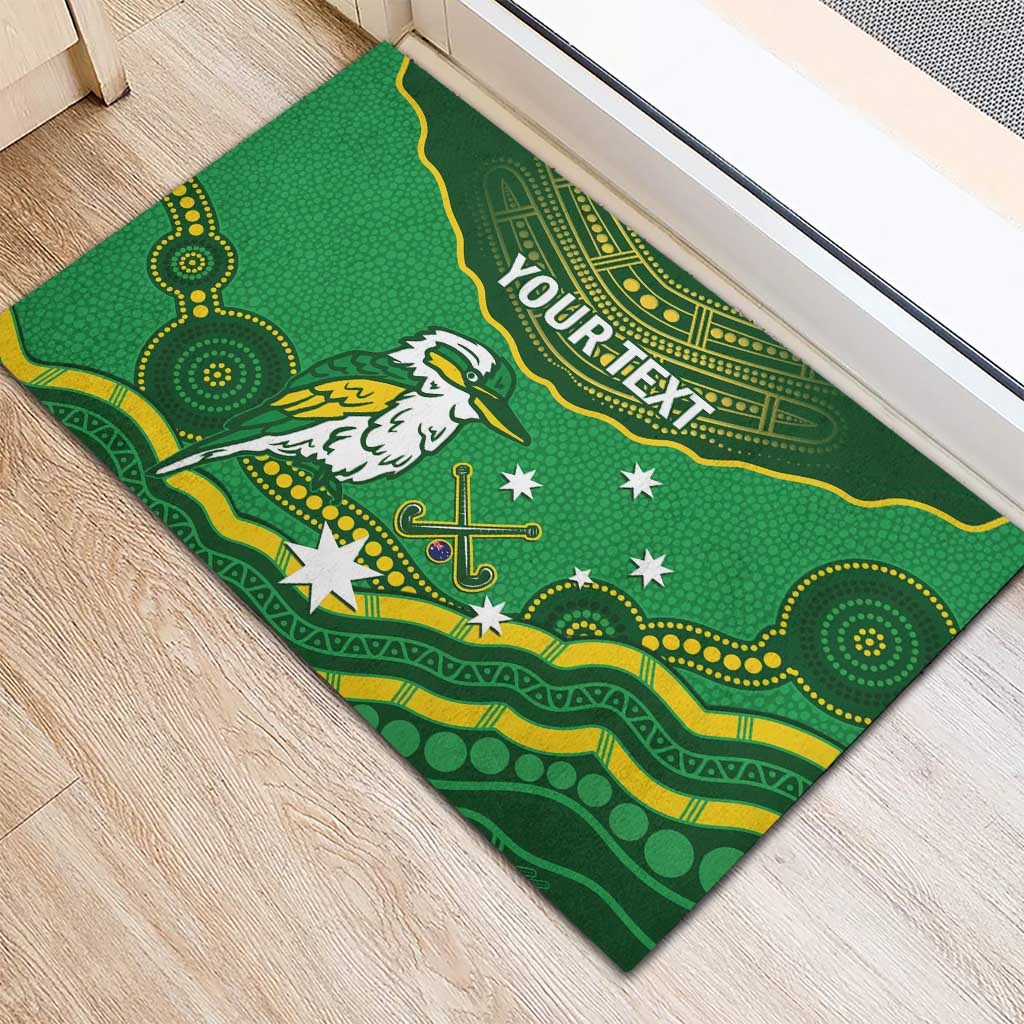 Custom Australia Kookaburras Rubber Doormat Indigenous Art