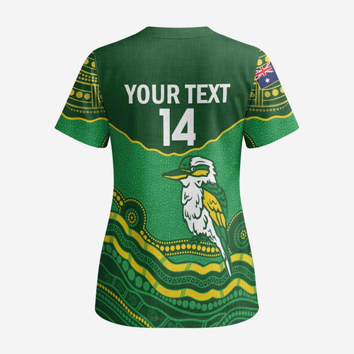 Custom Australia Kookaburras Scrub Top Indigenous Art - Aussie Hoodie