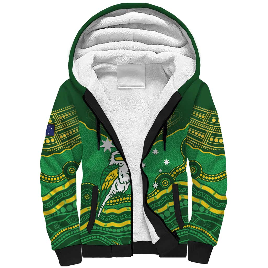 Custom Australia Kookaburras Sherpa Hoodie Indigenous Art