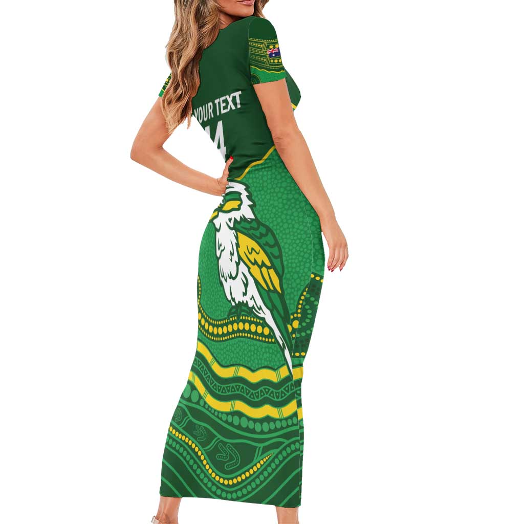 Custom Australia Kookaburras Short Sleeve Bodycon Dress Indigenous Art