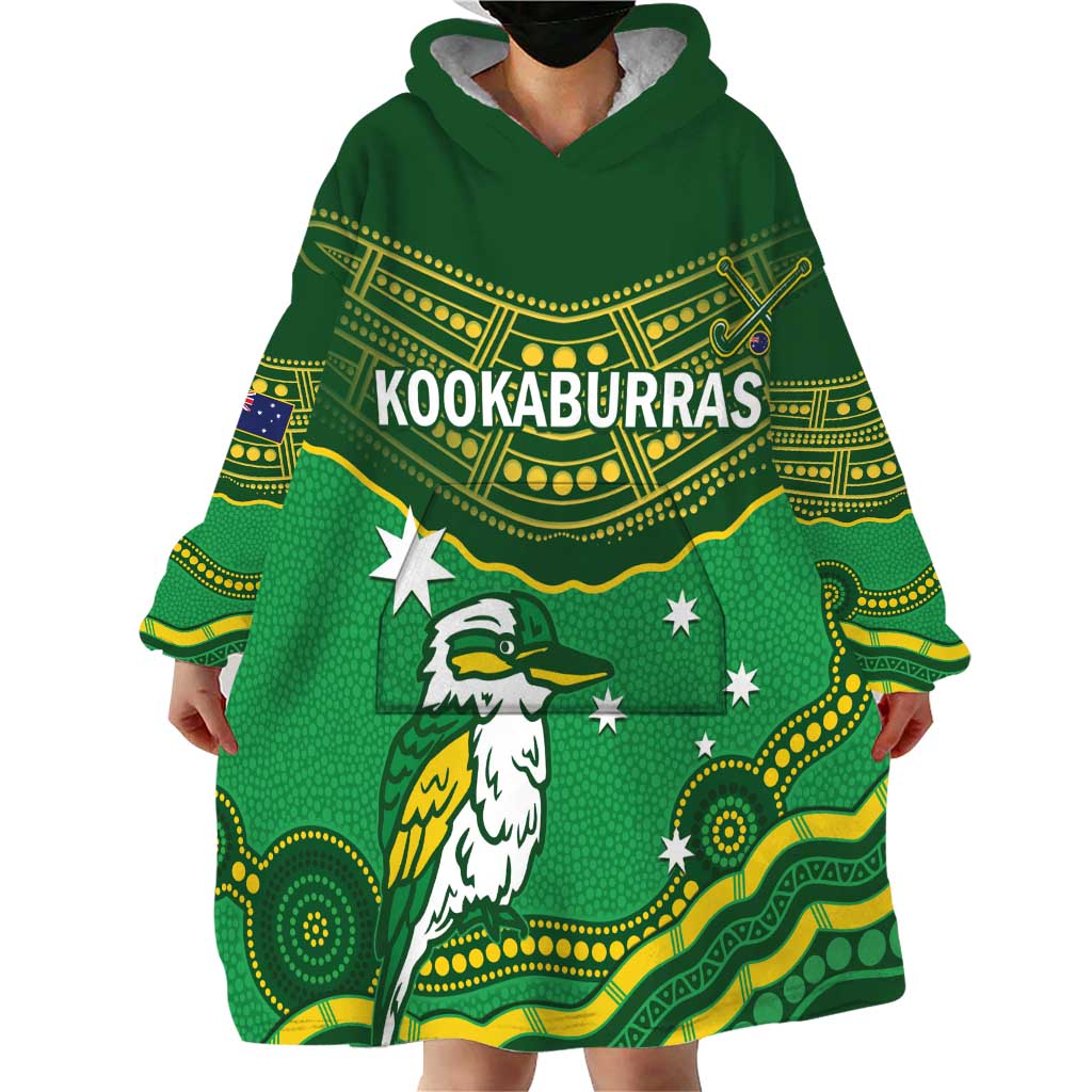 Custom Australia Kookaburras Wearable Blanket Hoodie Indigenous Art