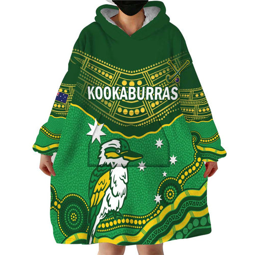 Custom Australia Kookaburras Wearable Blanket Hoodie Indigenous Art